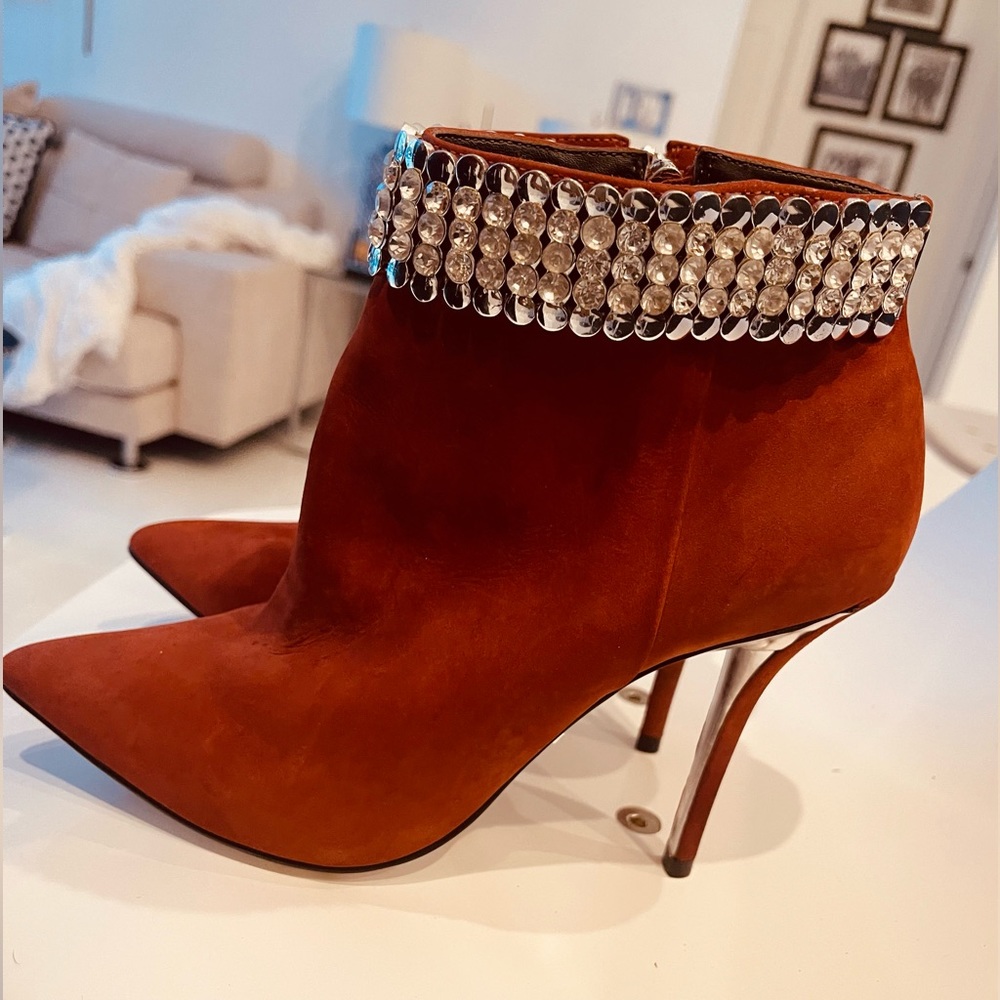 Carrano leather rhinestone Booties